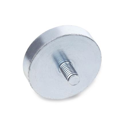 Otto Ganter Retaining Magnet Disc Shaped with Threaded Stud, GN 50.3